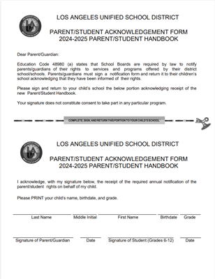 Parent Student Forms 2024-2025