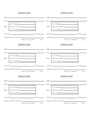 FORM 34-L-12  LIBRARY PASS PINK 4X3"