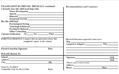 FORM 34-AEH-51 EXAM BY PRIVATE PHYSICAN