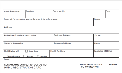 FORM 34-E-2 REGISTRATION CARD ELEME