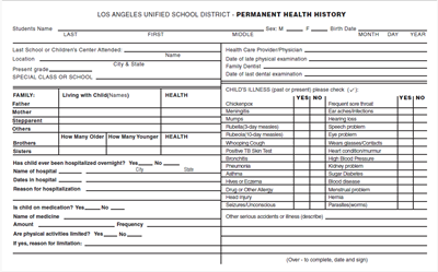 FORM 34-EH-67 PERMAMENT HEALTH HISTORY