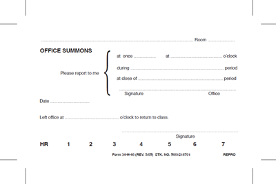 FORM 34-H-46 OFFICE SUMMONS BUFF 5X3"