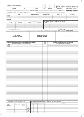 FORM 34-E-4 CUMULATIVE RECORD CARD ELEM