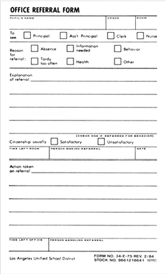 FORM 34-E-75 OFFICE REFERRAL FORM