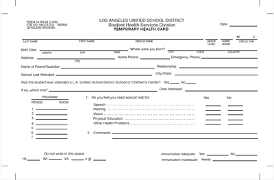 FORM 34-EH-68 TEMP HEALTH CARD ENG/SPAN