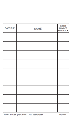 FORM 34-E-58 CIRCULATION CARD / LIBRARY